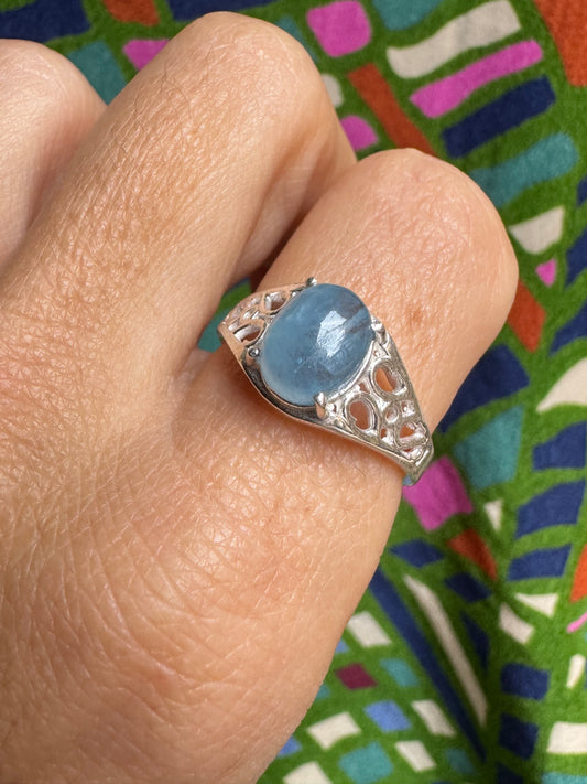 925 silver aquamarine ring size 19 - 7L