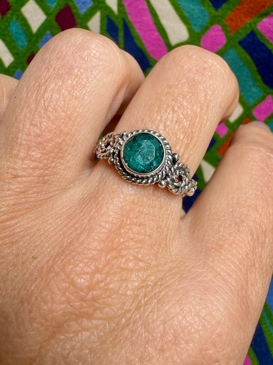 925 silver ring with emerald root, size 14 - 5RS