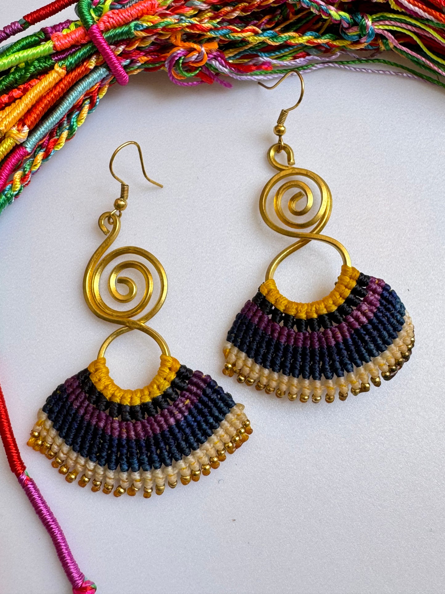 Golden macramé earrings