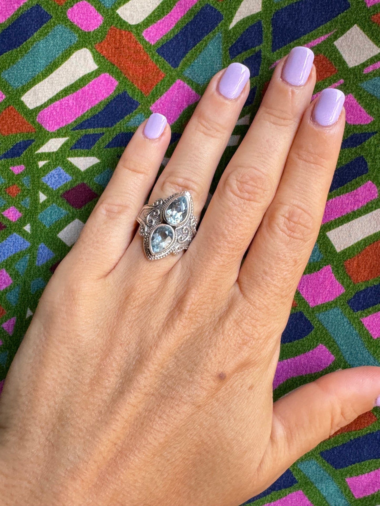 Aquamarin Silberring Größe 13/14 - X23