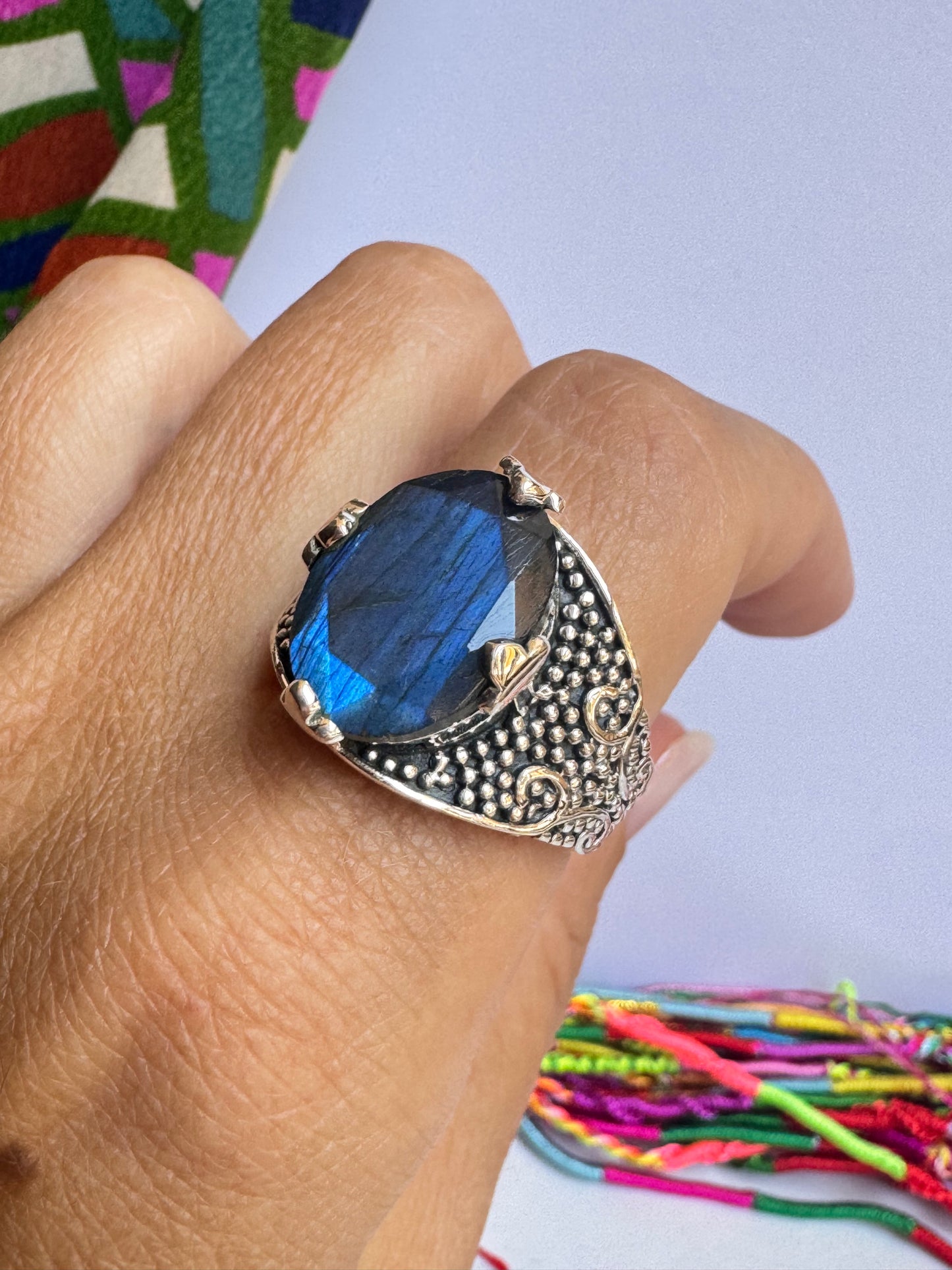 Anello argento 925 labradorite da misura 23 - 21UM