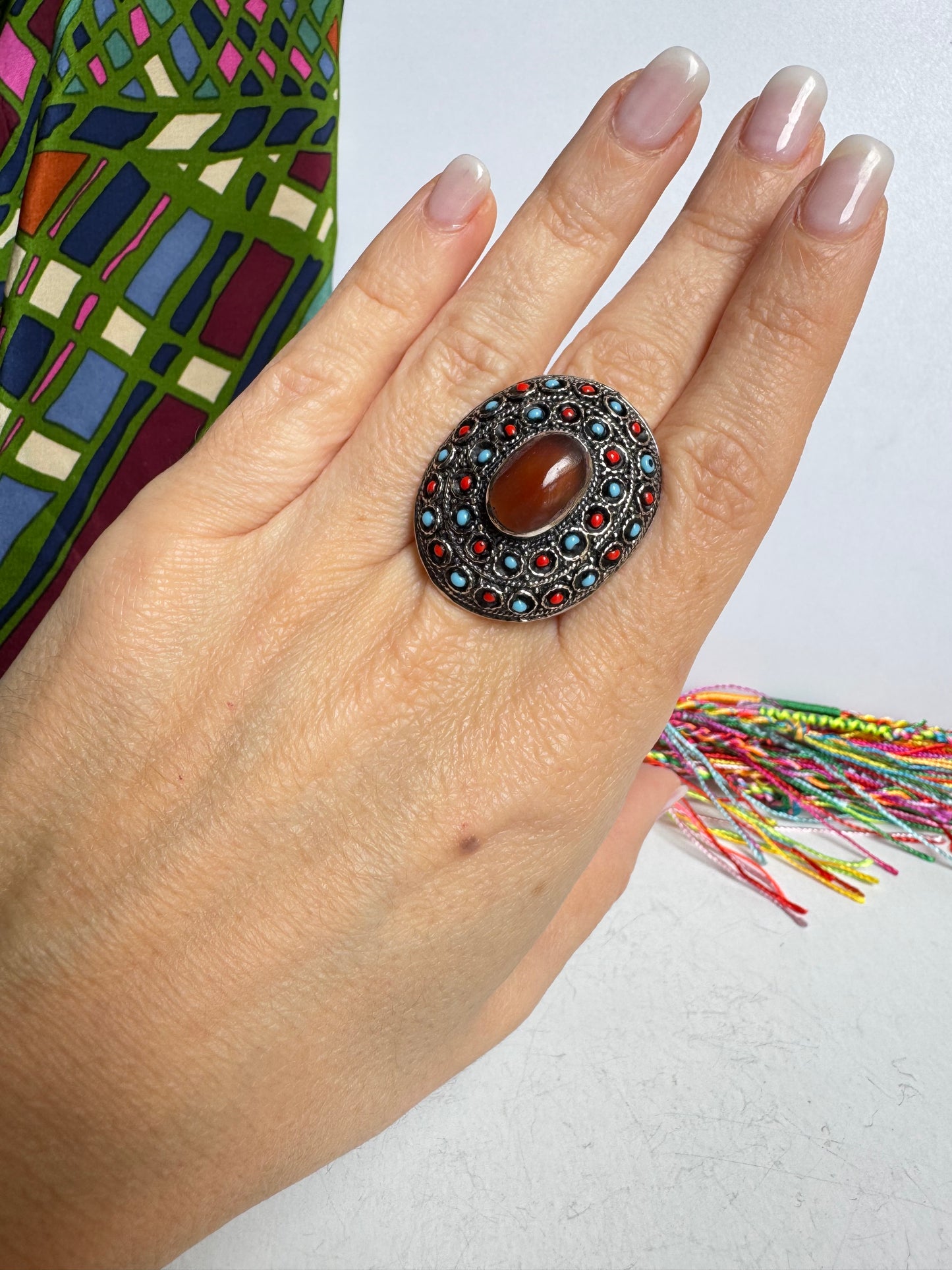 Anello vintage Agata misura 19 regolabile