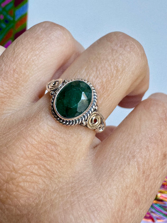 Anello argento 925 radice di smeraldo misura 17 M7