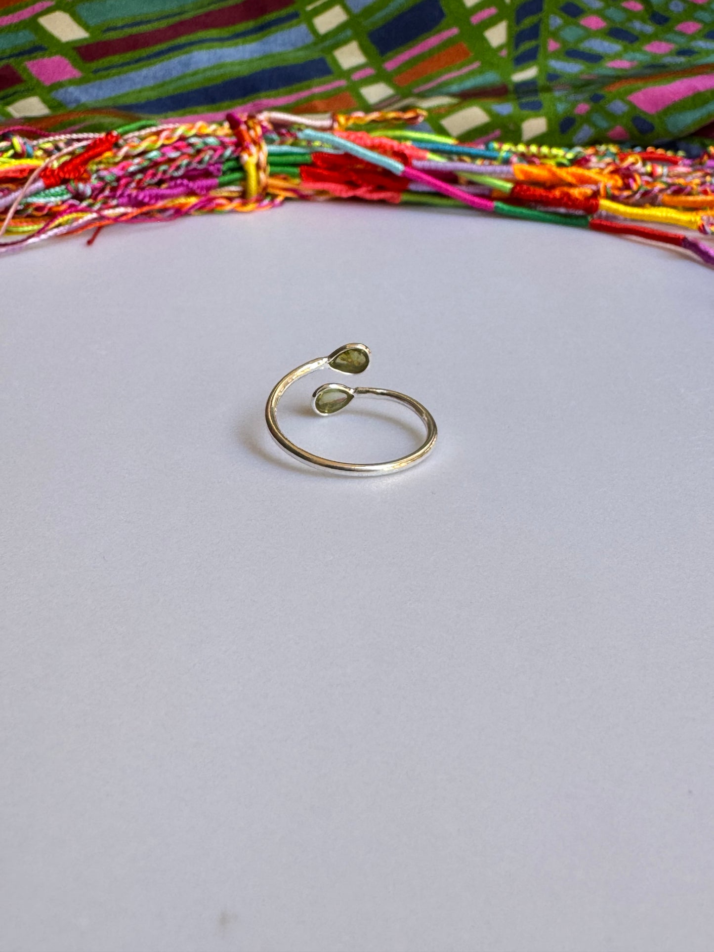 Verstellbarer Turmalinring aus 925er Silber, Größe 19 - TA29