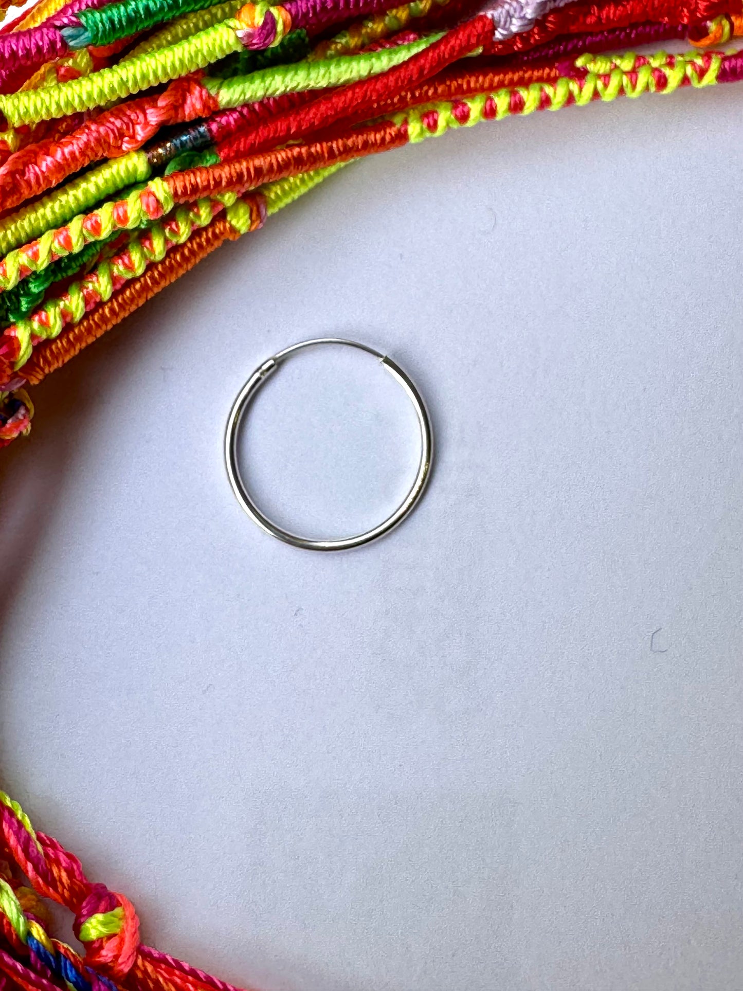 Single earring smooth circle 2cm 925 silver W19