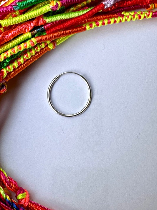 Single earring smooth circle 2cm 925 silver W19