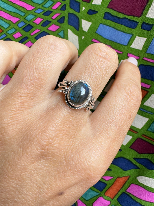 Labradorite Silver Ring Z37