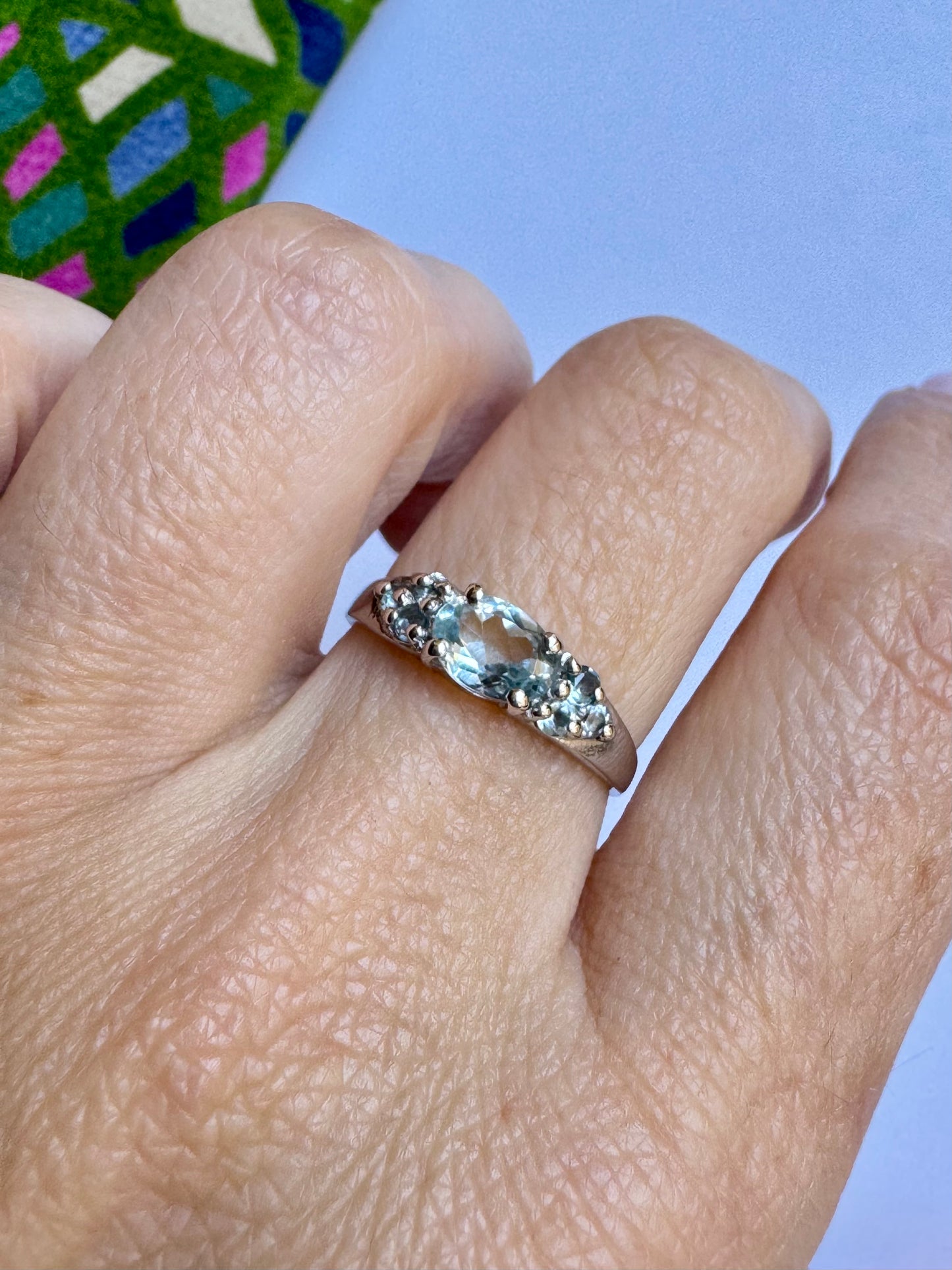 Anello argento 925 acquamarina misura 14 - 2UM