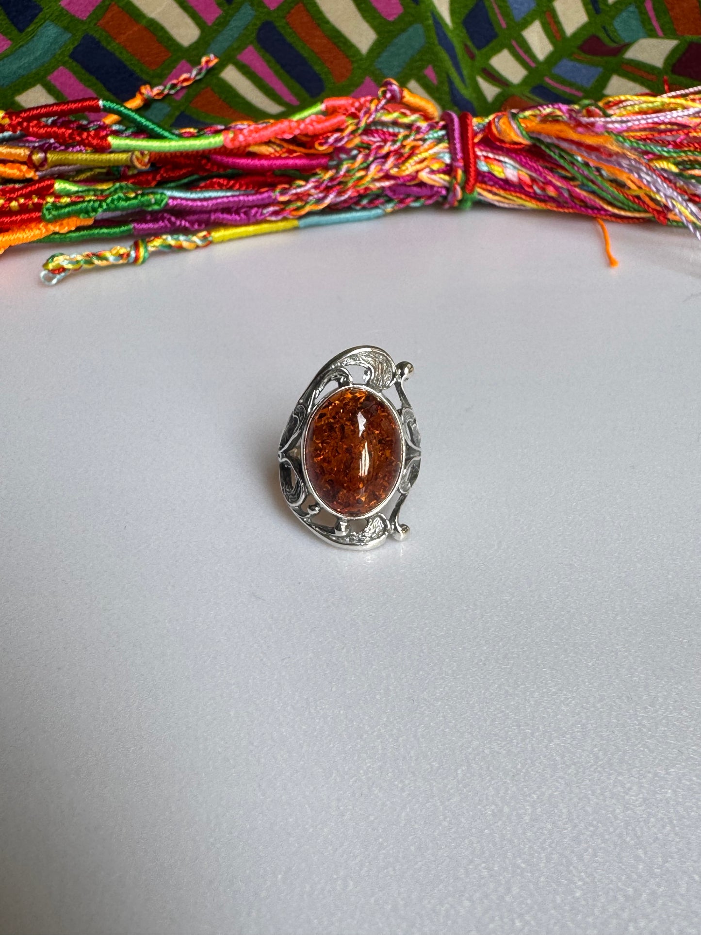 925 silver amber ring size 11 50A