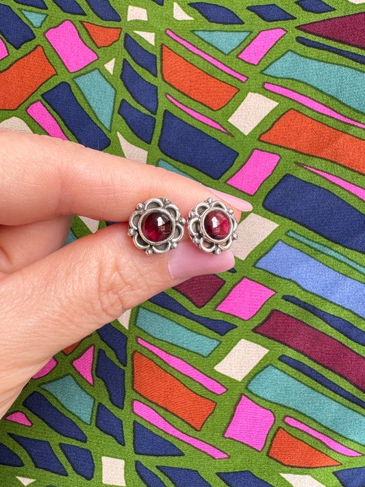 925 garnet silver earrings