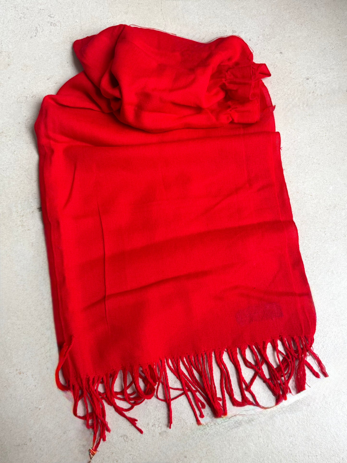 Pashmina sciarpa India rosso difettata