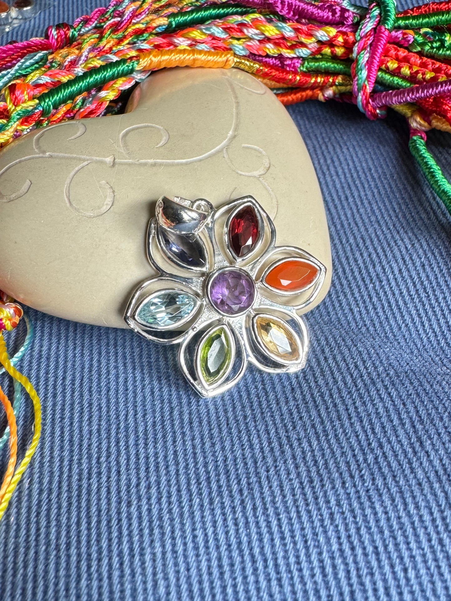 925 silver pendant 7 chakras