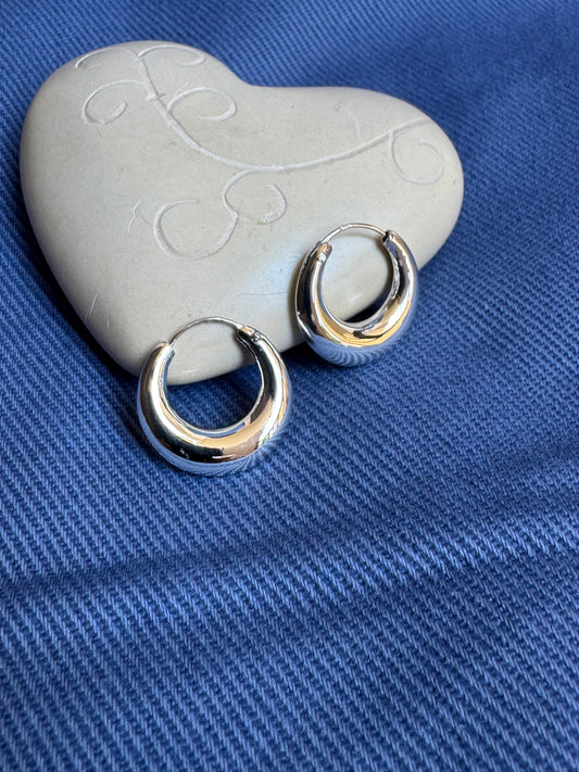 Mini flat hoop earrings in 925 silver w4