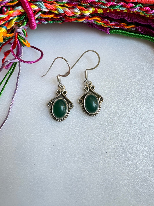 Green onyx 925 silver earrings