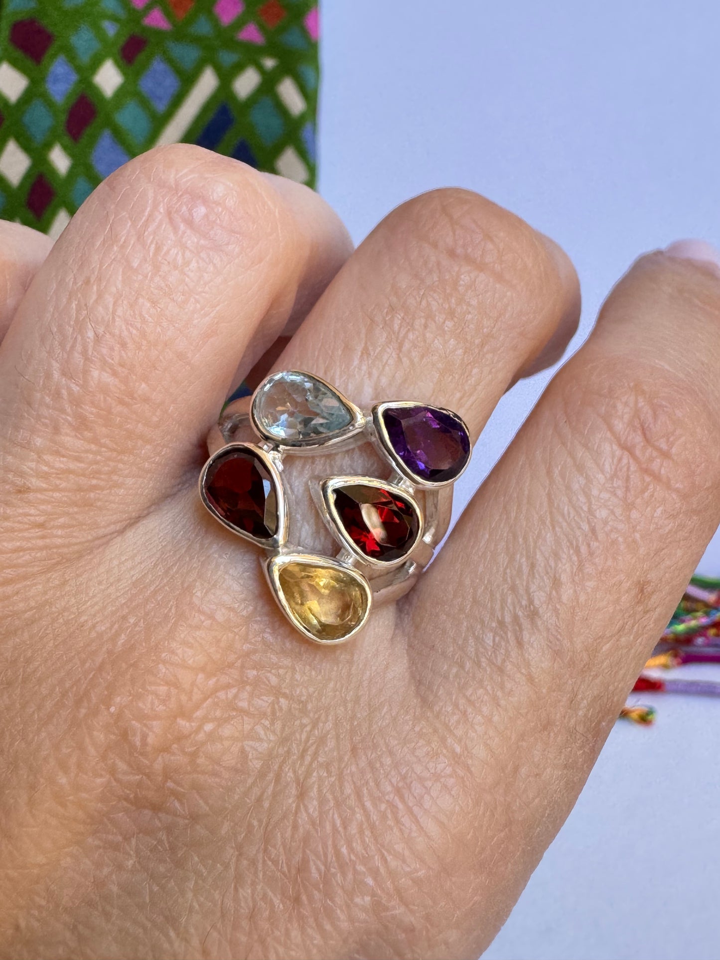 Anello argento 925 multi pietra misura 17 - MP4