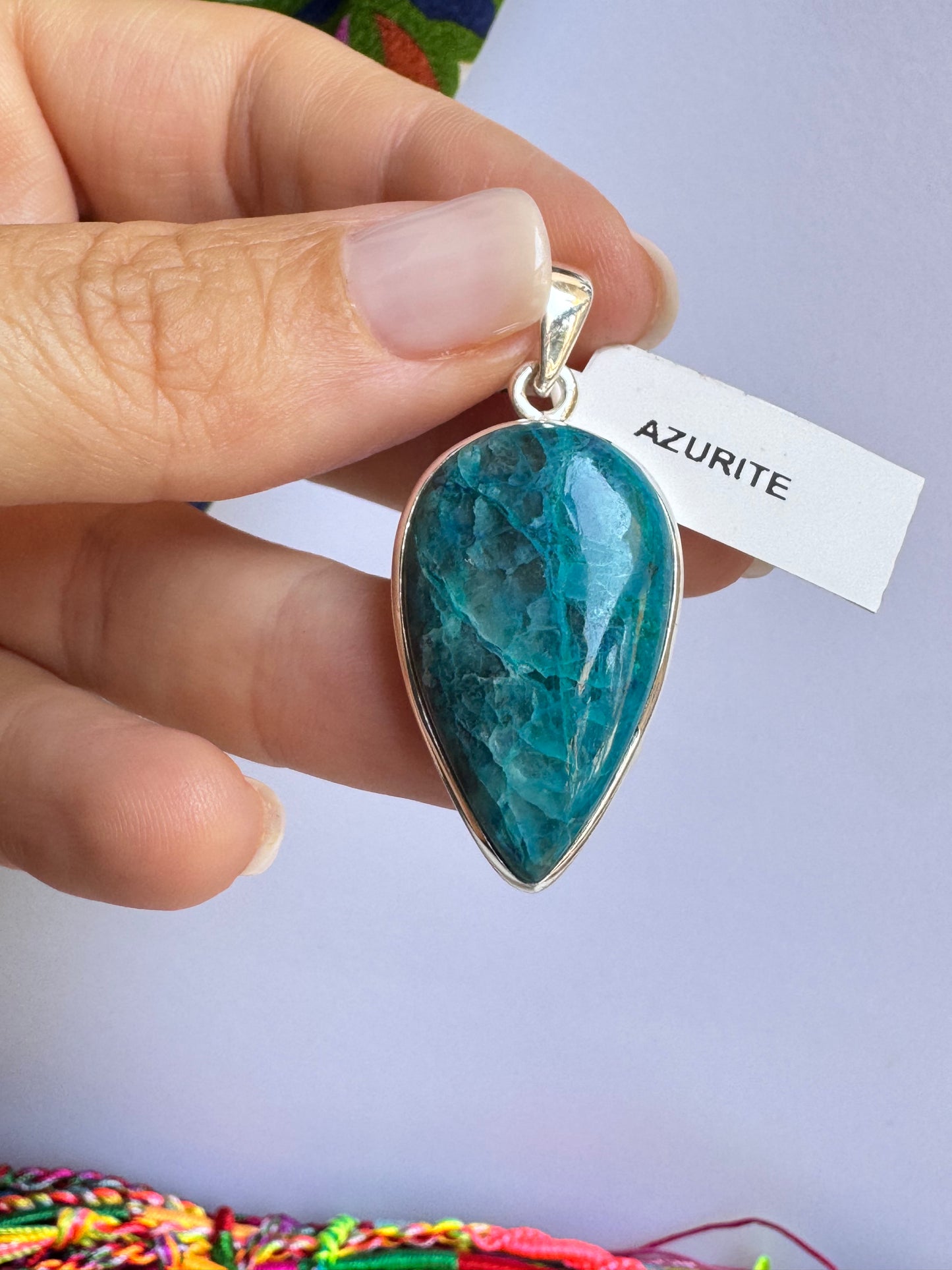 Ciondolo argento 925 azzurrite 39K