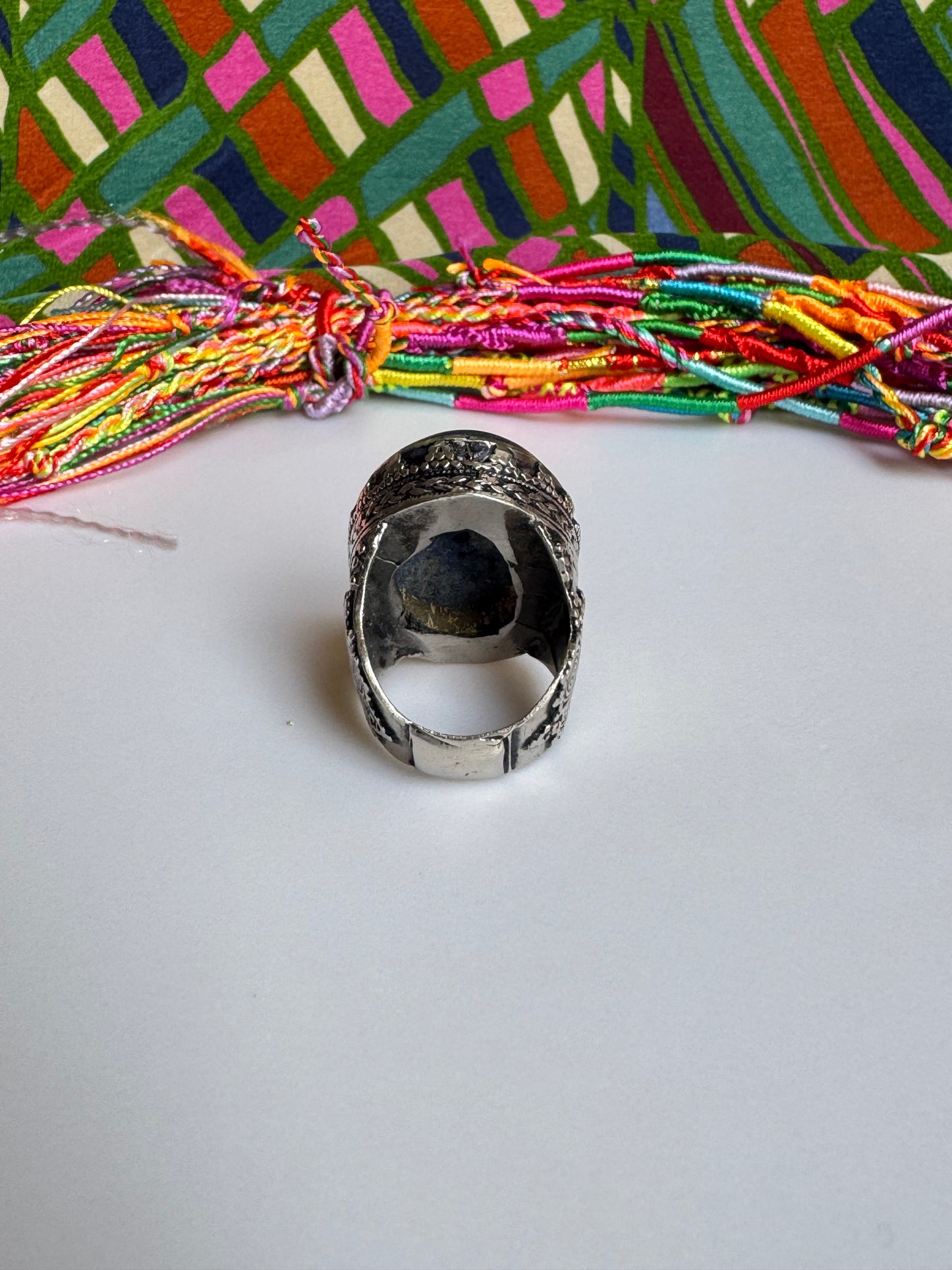 Antique vintage lapis lazuli hard stone ring