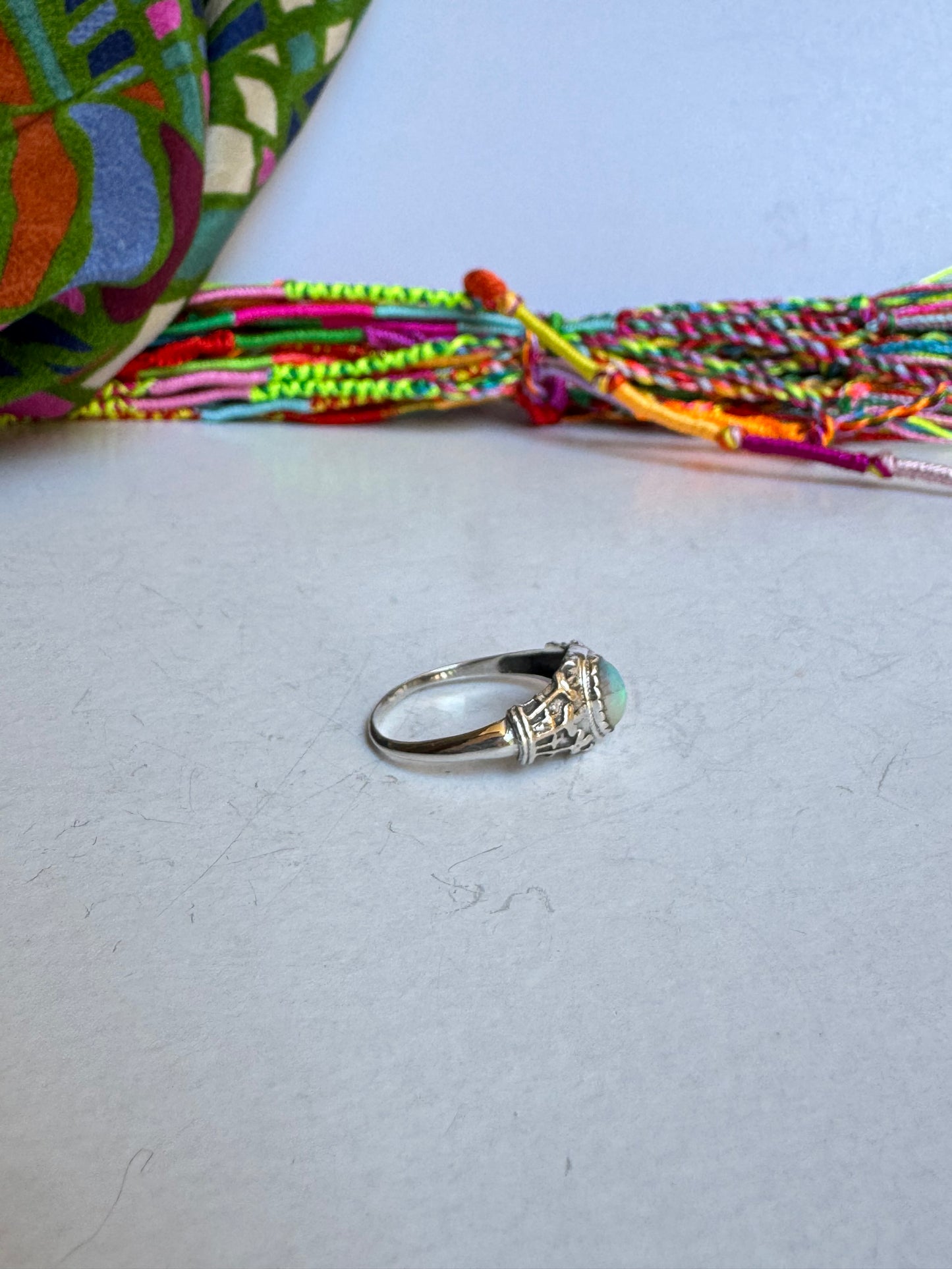 Anello argento 925 opale bianca misura 19 - 1OP