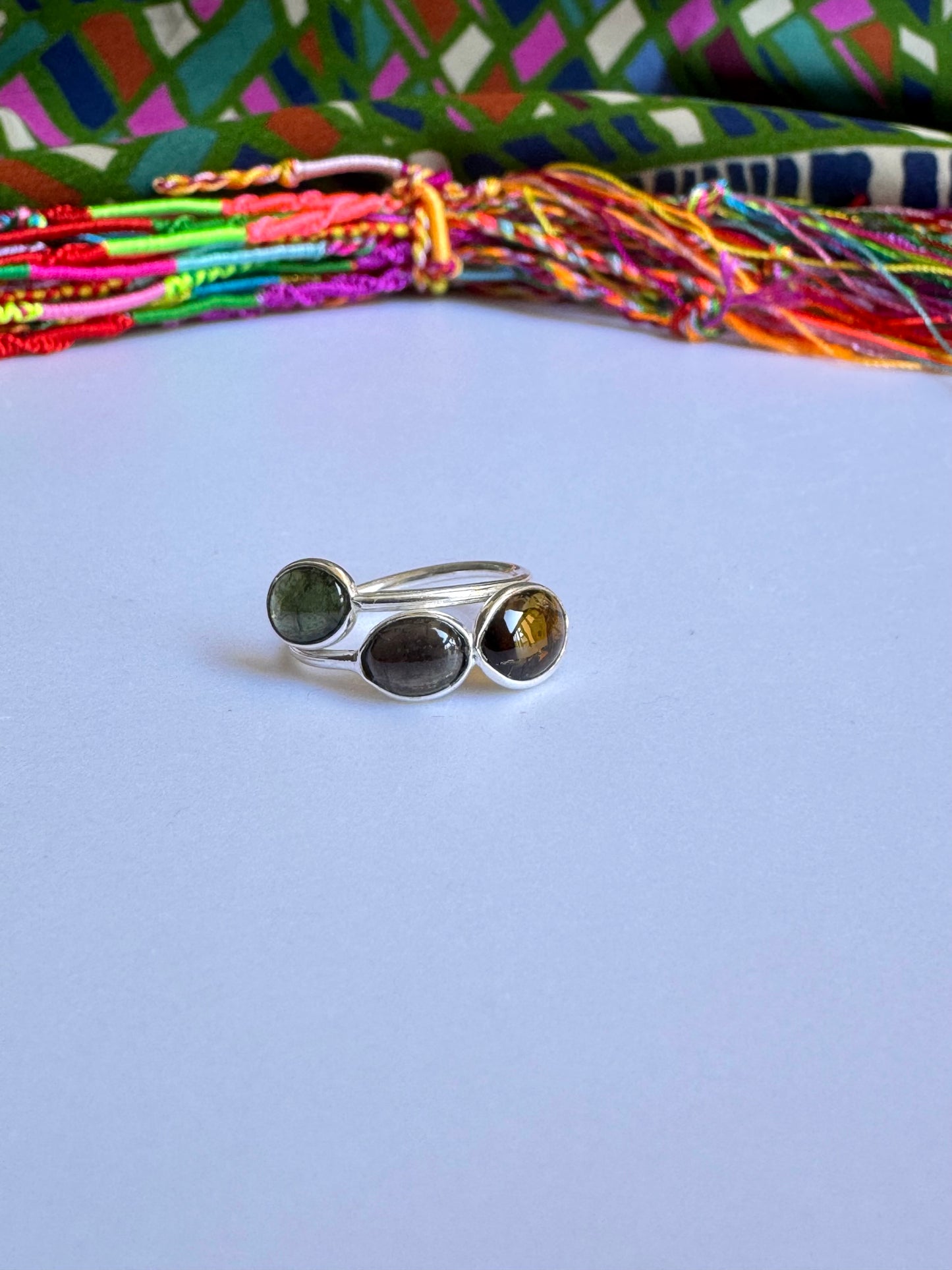 925 Silberring Turmalin größenverstellbar - TA2