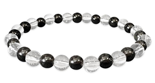 Elastisches Armband Edelsteine Hämatit-Bergkristall 6mm