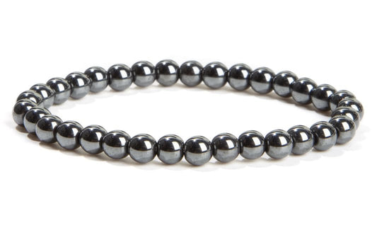 Armband, dehnbar, aus Halbedelsteinen, Hämatit, 6 mm