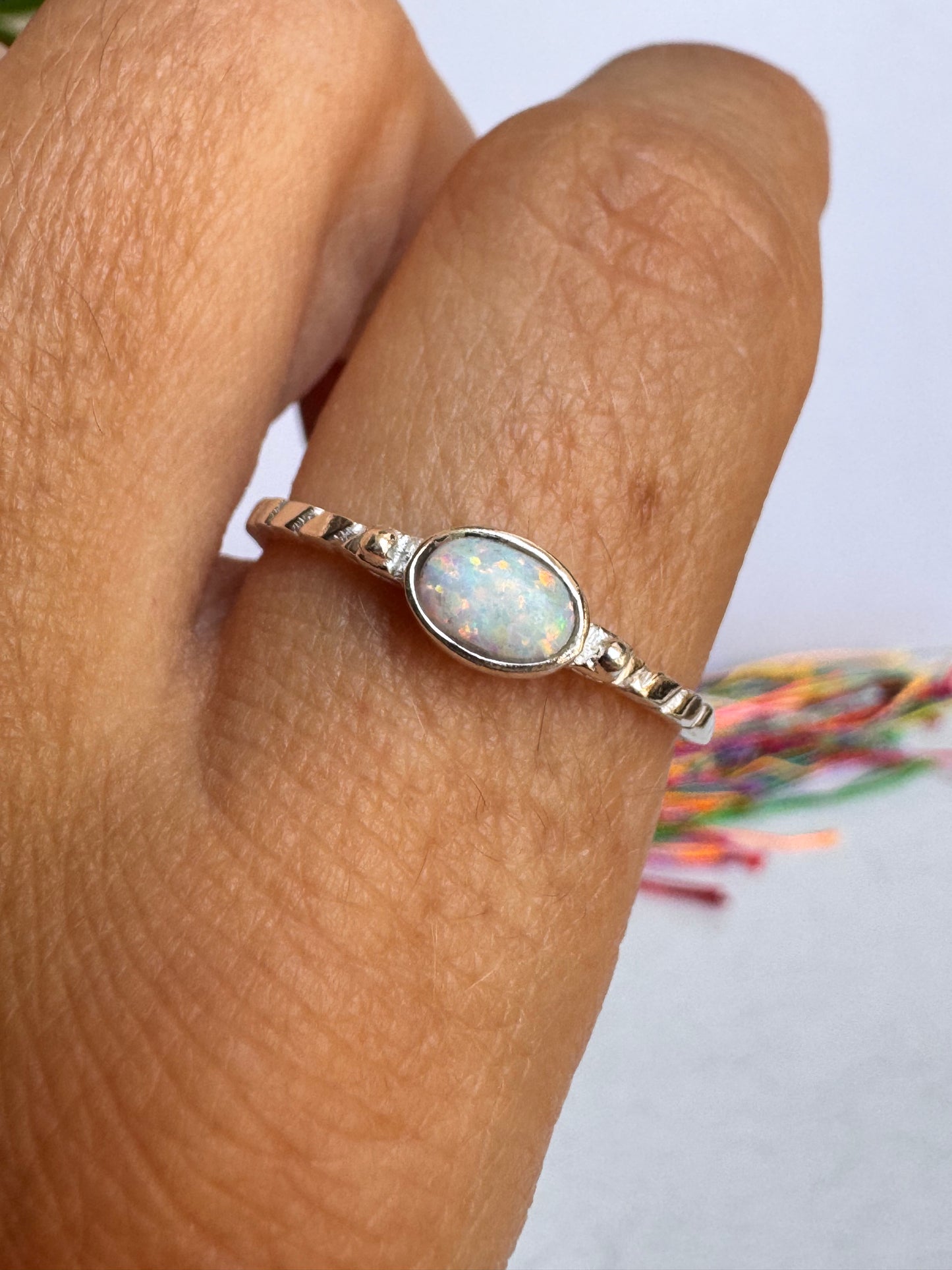 Anello argento 925 opale bianca misura 22 9OP