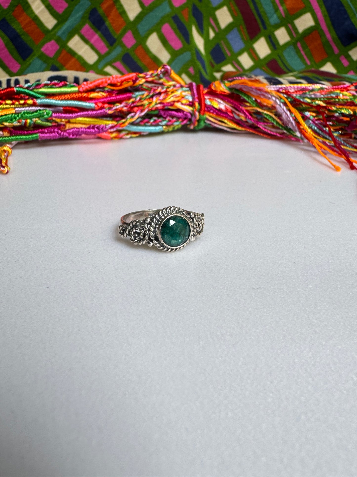 925 silver ring with emerald root, size 14 - 5RS