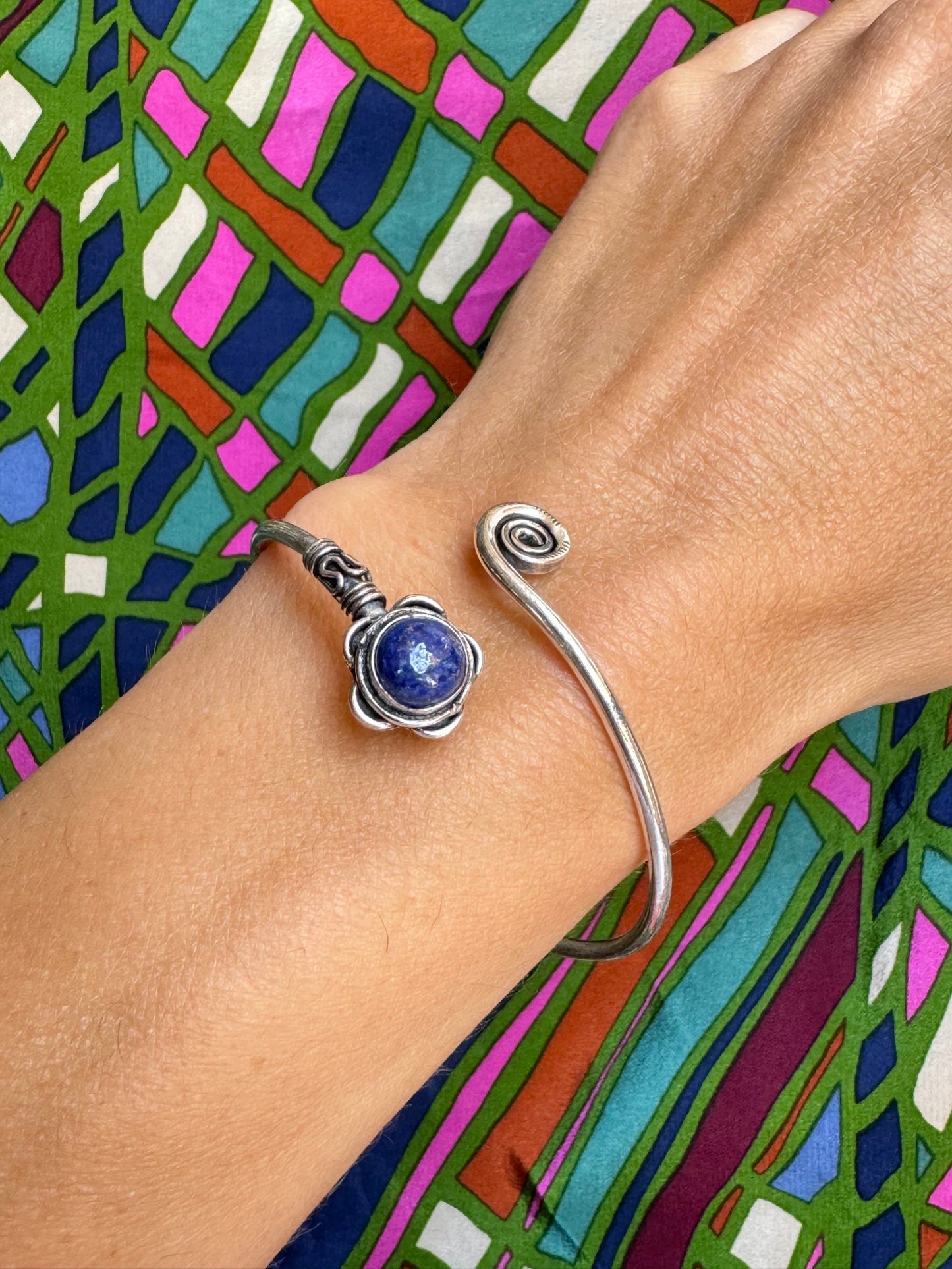 Silver lapis boho bracelet