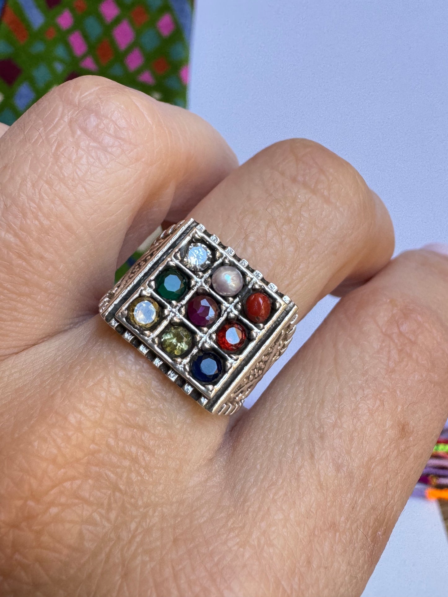 Ring Silber 925 Navaratna Größe 13 -MP5