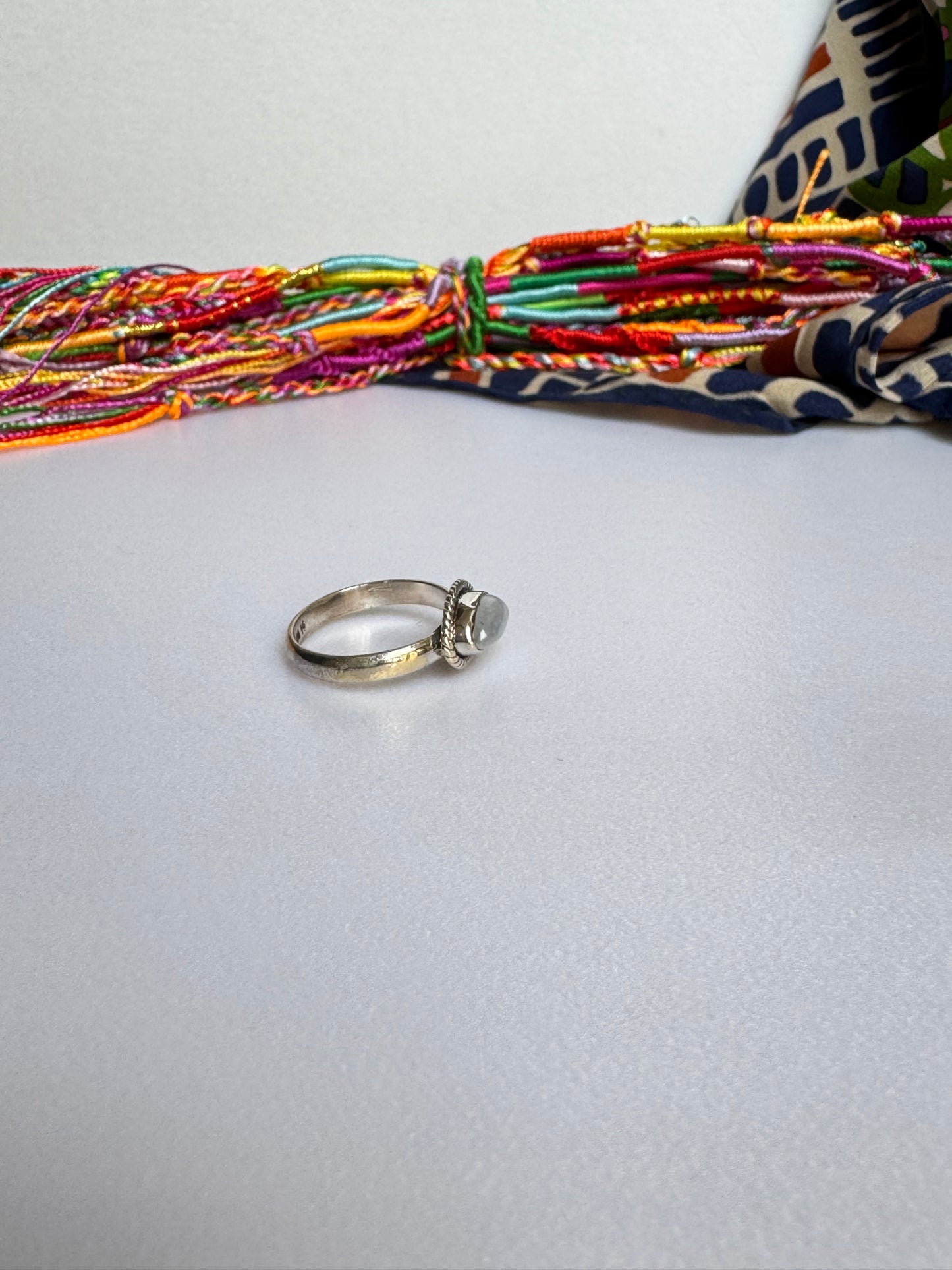 Anello argento 925 Pietra di luna arcobaleno misura 14 - 1AR