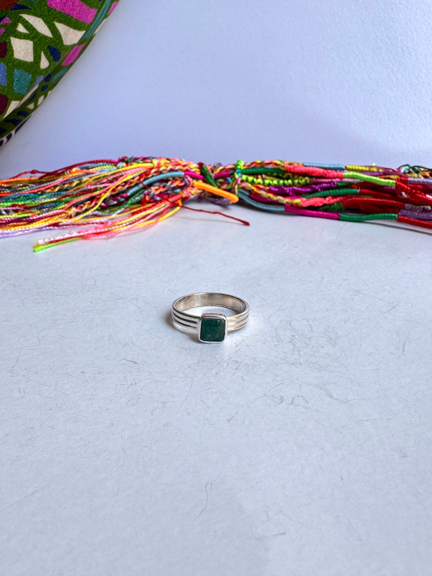 Anello argento 925 diaspro verde misura 17/18 - 25UM