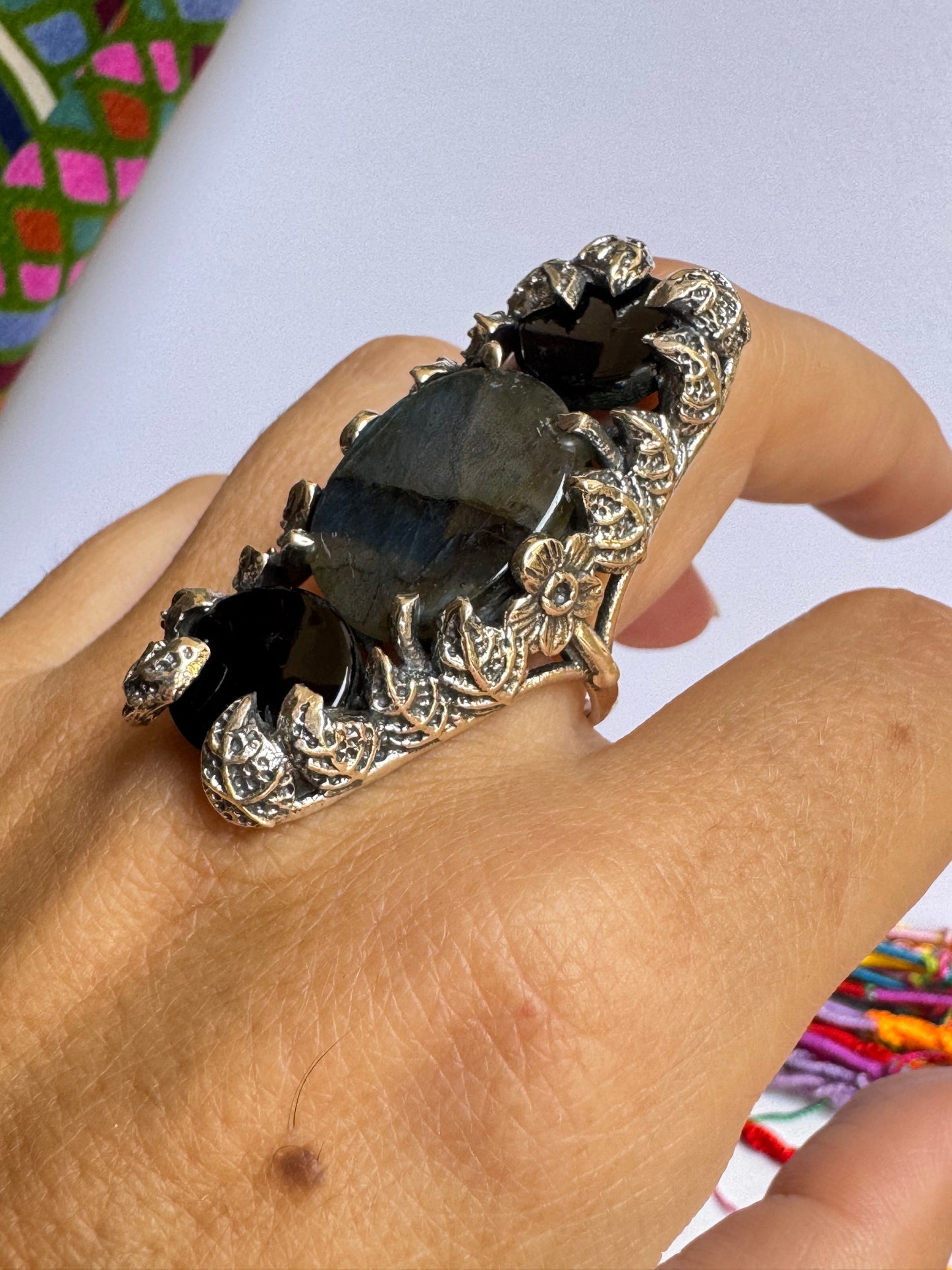 Anello argento 925 labradorite misura 21 4V