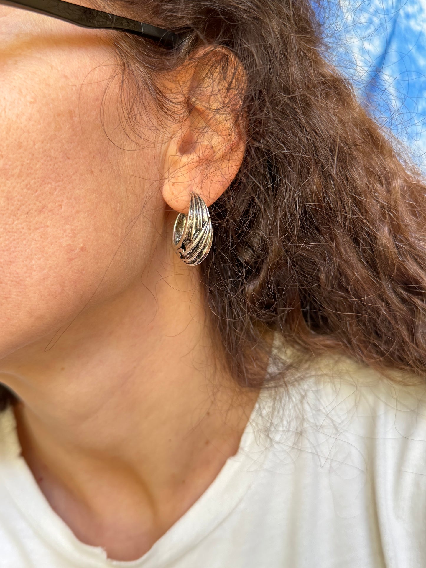 Silver circle earrings