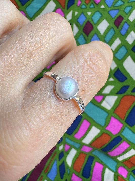 925 Silberring mit Flussperle Größe 19- F46