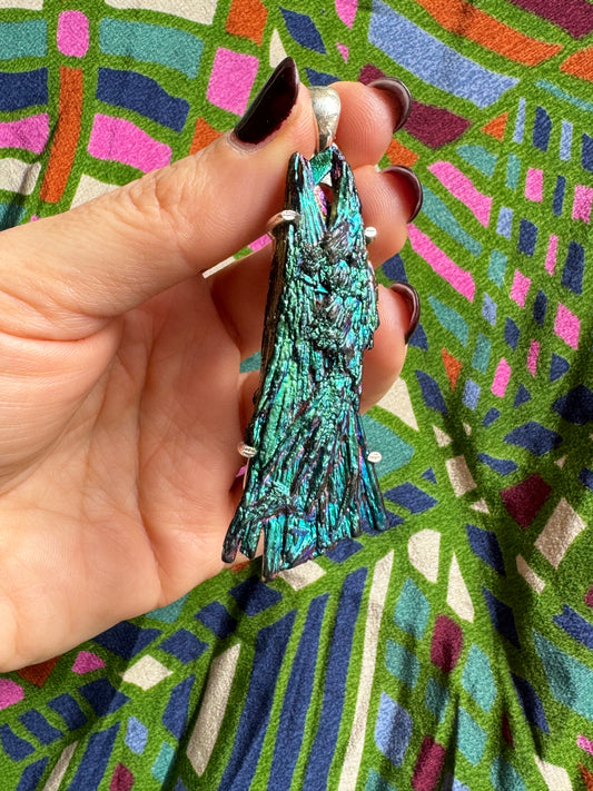 Rainbow kyanite 925 silver pendant