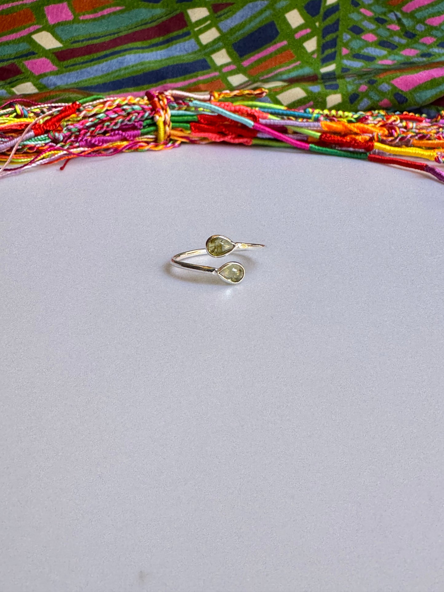 Verstellbarer Turmalinring aus 925er Silber, Größe 19 - TA29