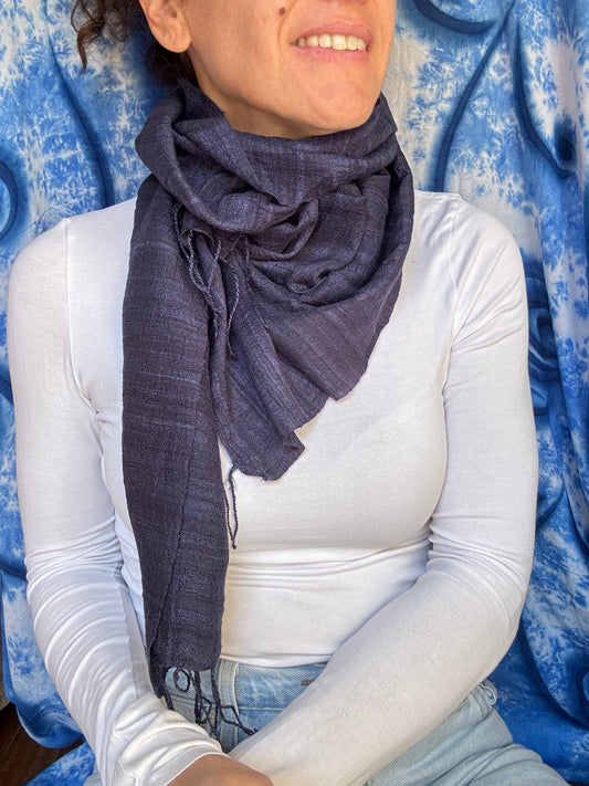 Pashmina sciarpa seta Vietnam blu