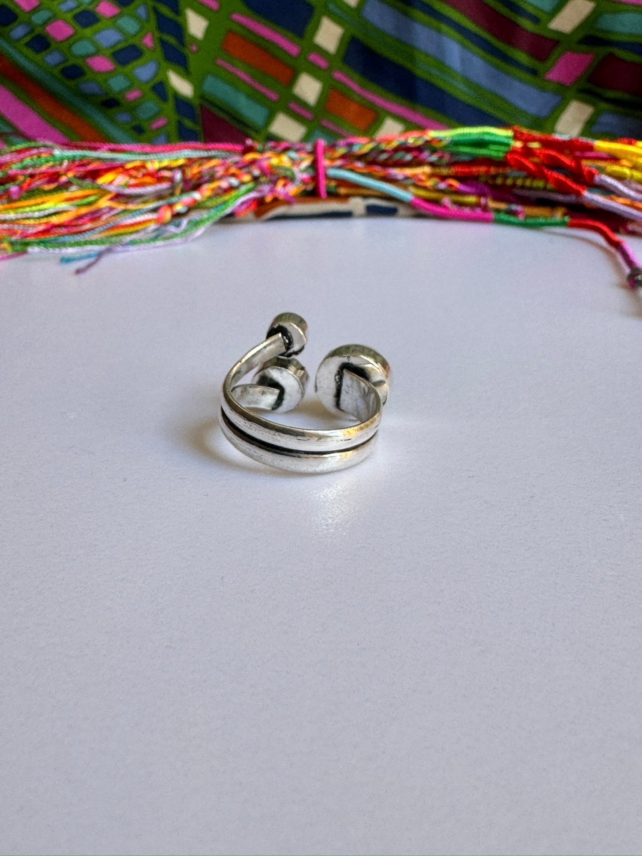 Boho silver moonstone ring