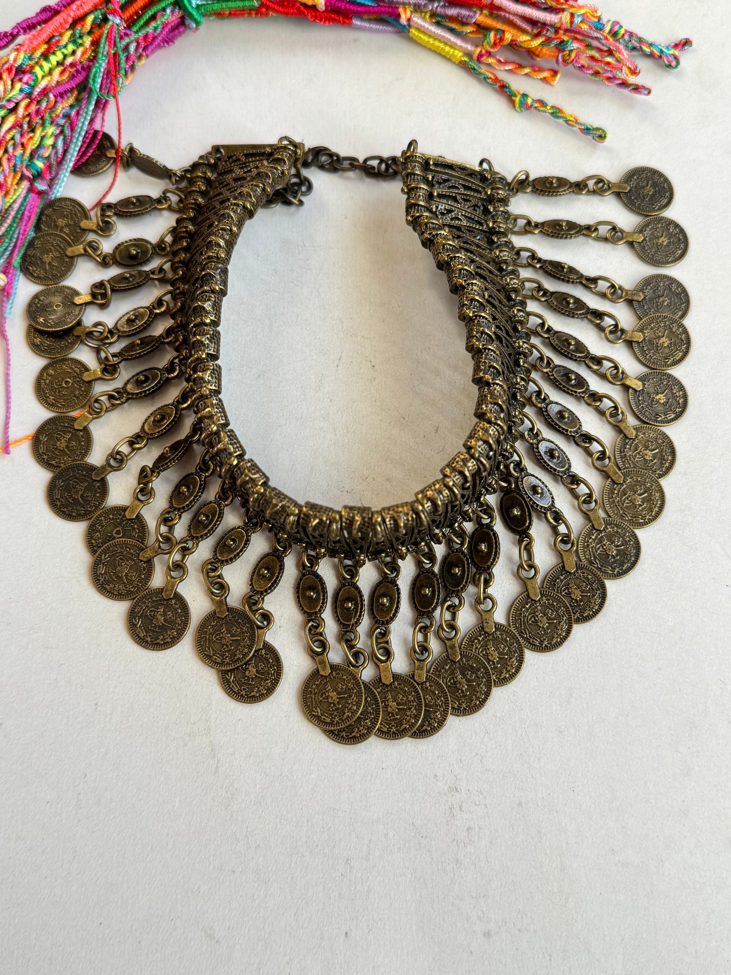 Golden zamak coin level 1 bib necklace