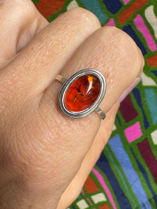 925 silver amber ring size 18 - 39A