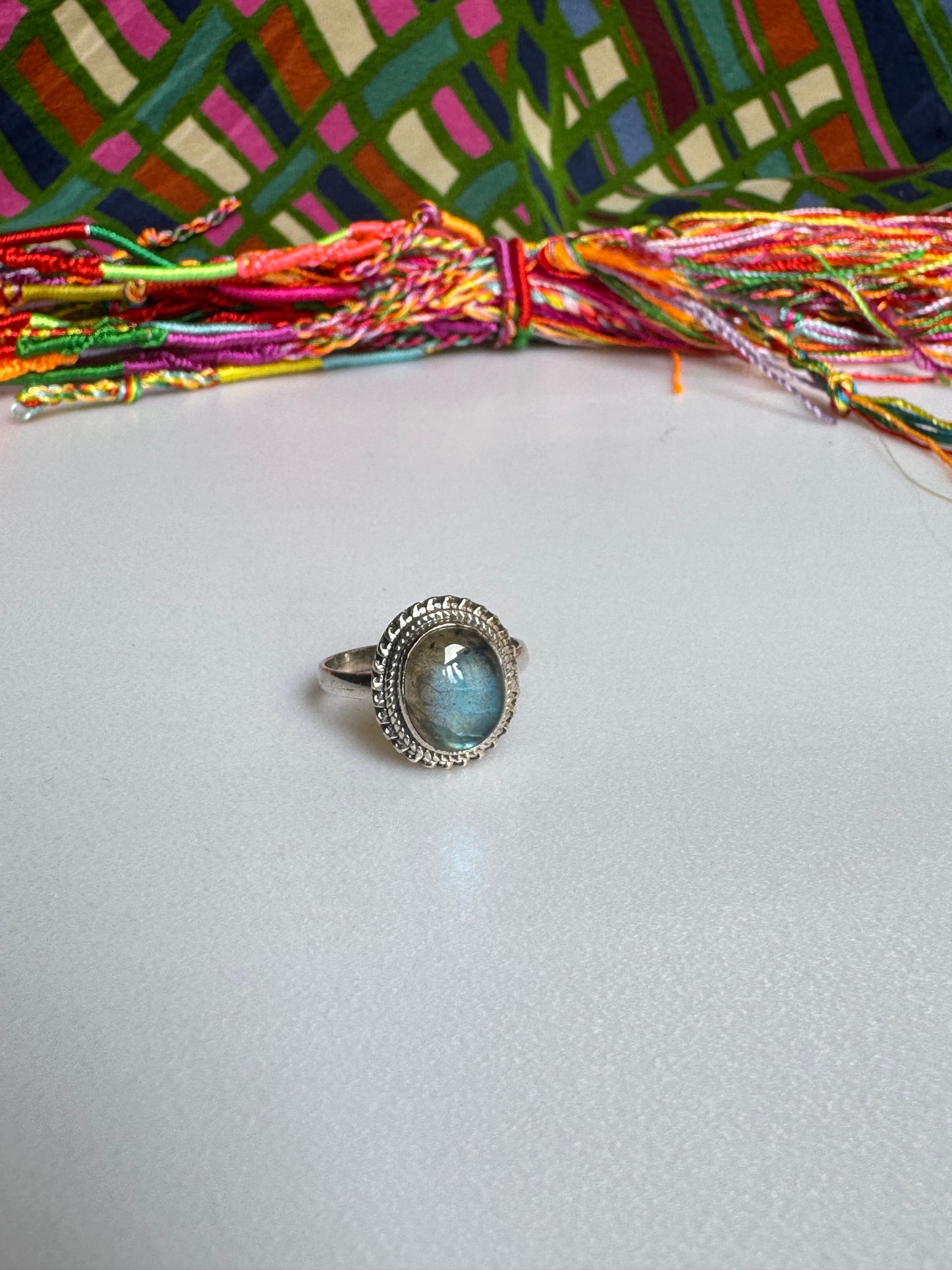 Labradoritring aus 925er Sterlingsilber, Größe 19/20 - 9LA