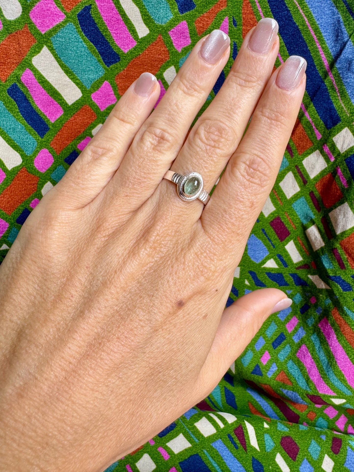 925 silver tourmaline ring size 17 - TA43