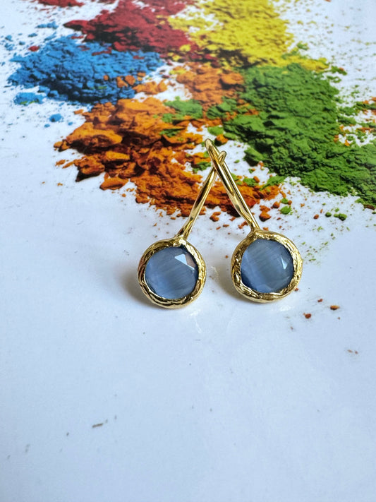 Mini round sugar paper stone earrings