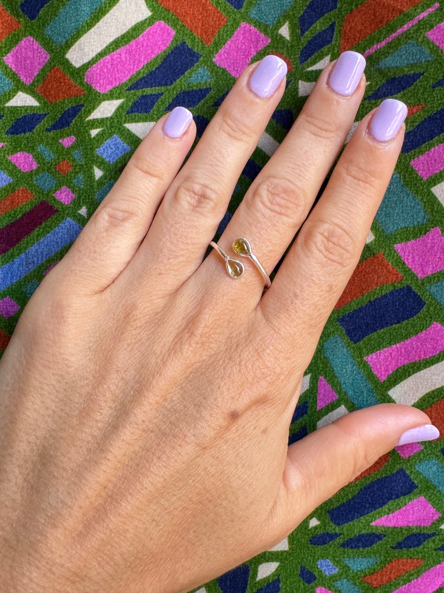 Verstellbarer Turmalinring aus 925er Silber, Größe 19 - TA29