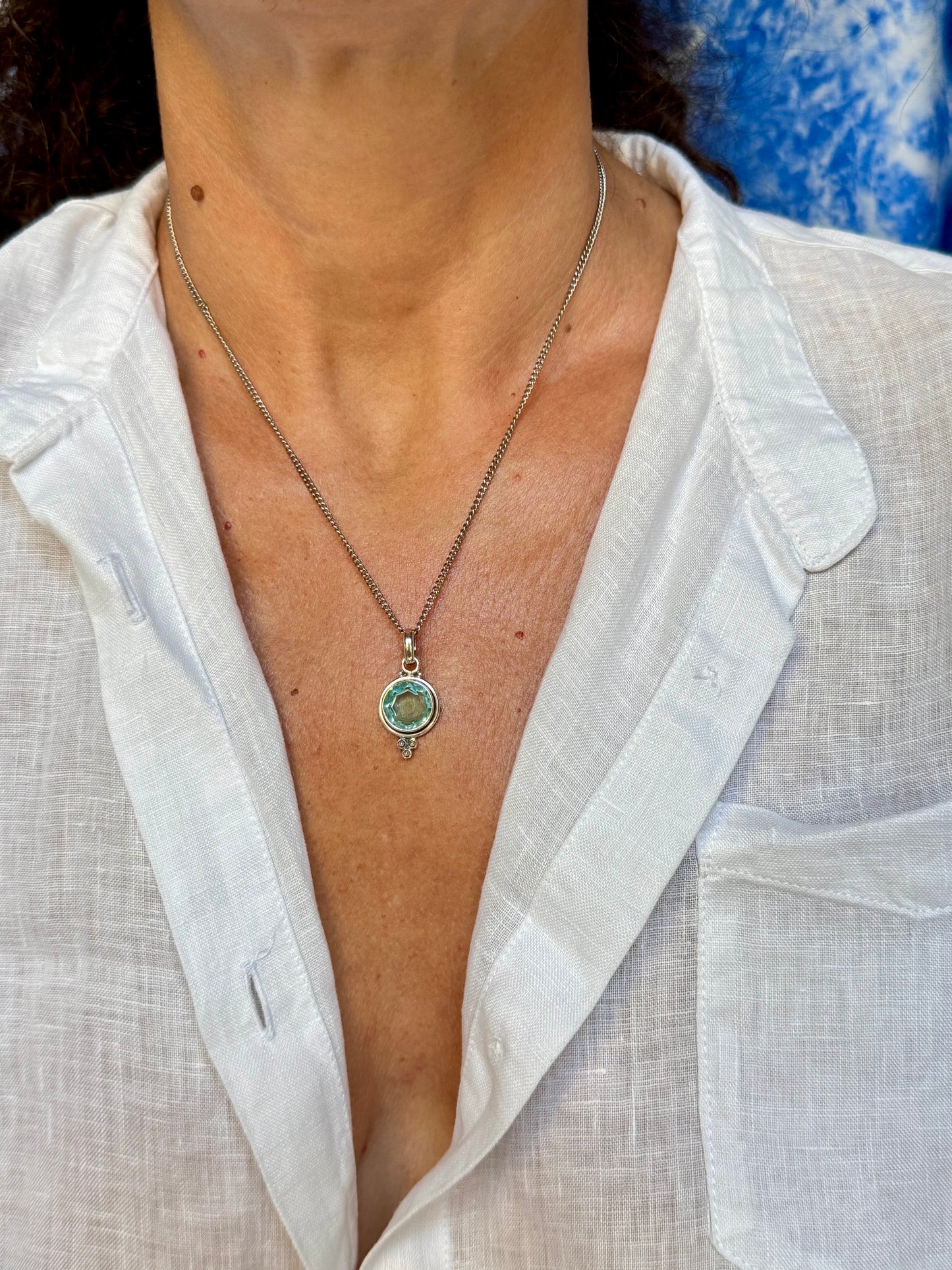 Ciondolo pendente argento 925 acquamarina 52K