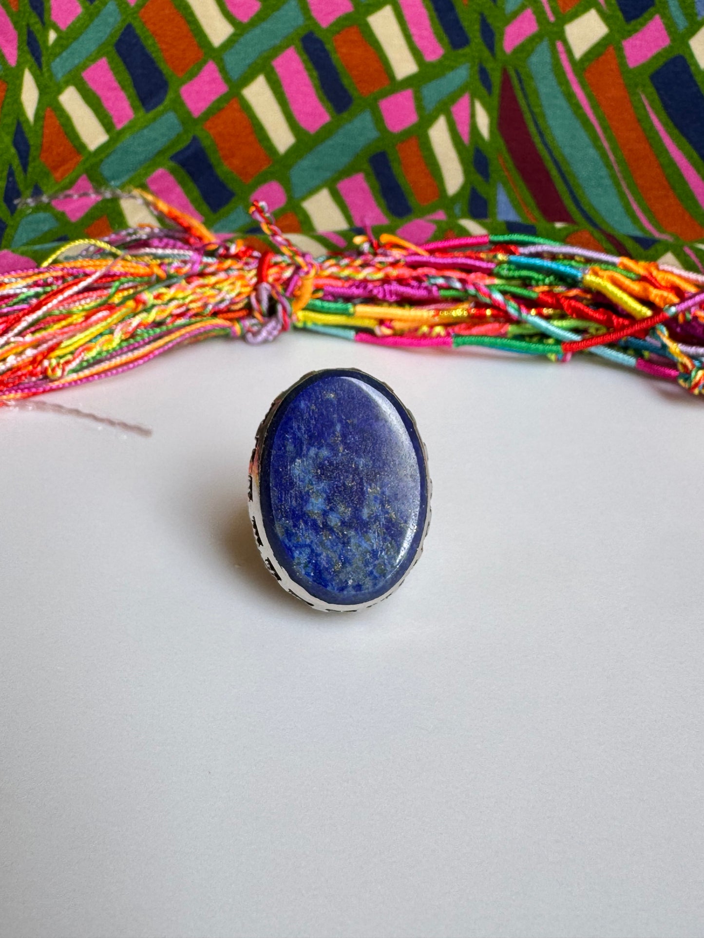 Antique vintage lapis lazuli hard stone ring