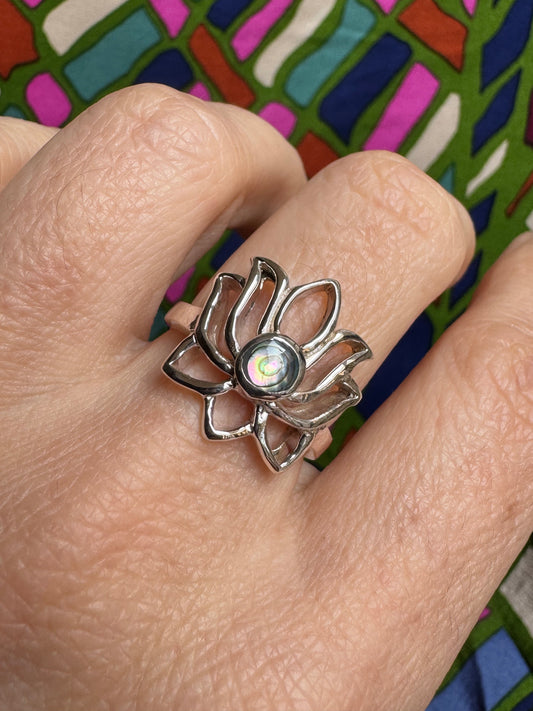 925 Silber Perlmuttring Größe 14 - F2