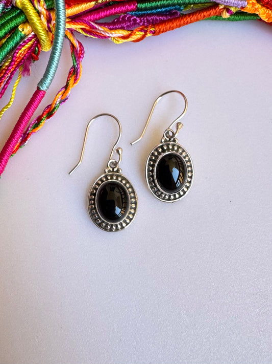 925 silver earrings with black onyx R26