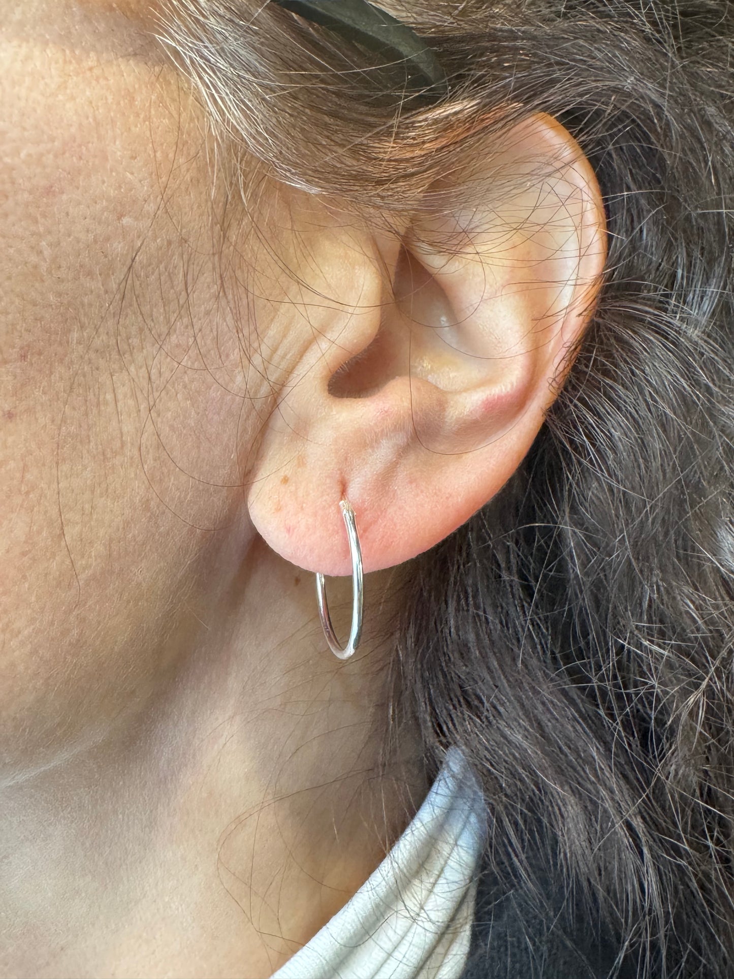 Single earring smooth circle 2cm 925 silver W19