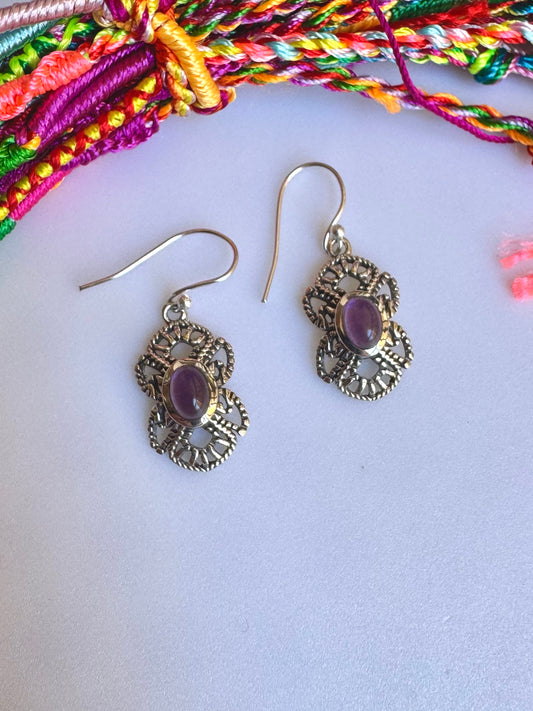 925 silver earrings amethyst O32